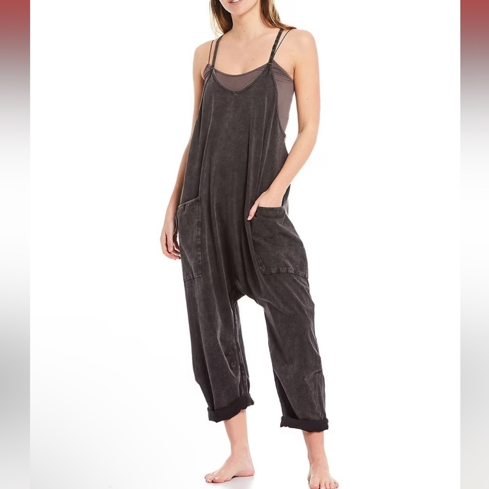 NEW Free People Hot Shot Onesie Washed Black NWT